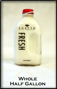 glass half gallon container of Shatto milk